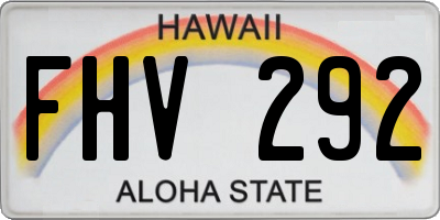 HI license plate FHV292