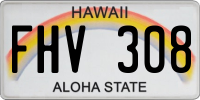 HI license plate FHV308