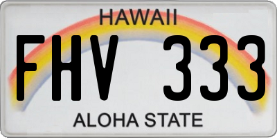 HI license plate FHV333