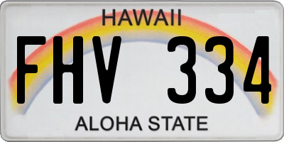 HI license plate FHV334