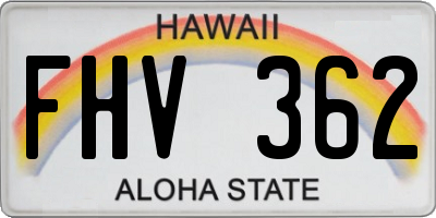 HI license plate FHV362