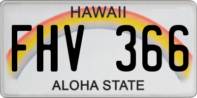 HI license plate FHV366