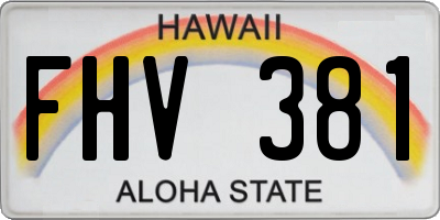 HI license plate FHV381