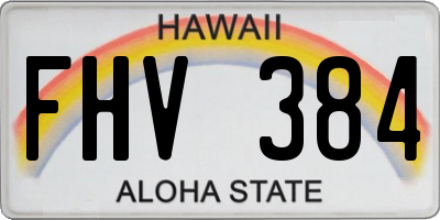 HI license plate FHV384