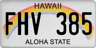 HI license plate FHV385