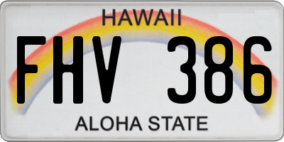 HI license plate FHV386