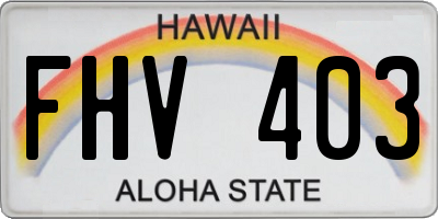 HI license plate FHV403