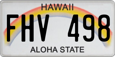 HI license plate FHV498