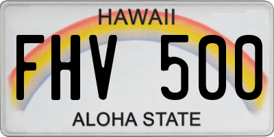 HI license plate FHV500