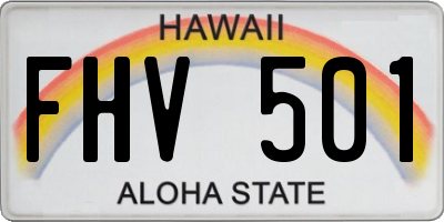 HI license plate FHV501