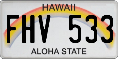 HI license plate FHV533