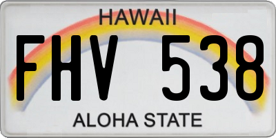 HI license plate FHV538