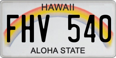 HI license plate FHV540
