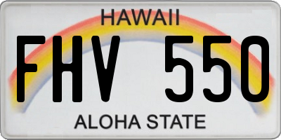 HI license plate FHV550