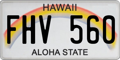 HI license plate FHV560