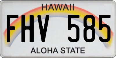 HI license plate FHV585