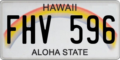 HI license plate FHV596