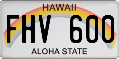 HI license plate FHV600