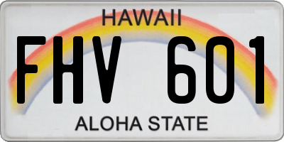 HI license plate FHV601