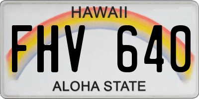 HI license plate FHV640