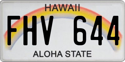 HI license plate FHV644