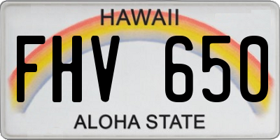 HI license plate FHV650