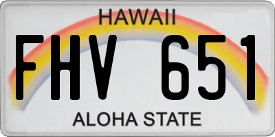 HI license plate FHV651