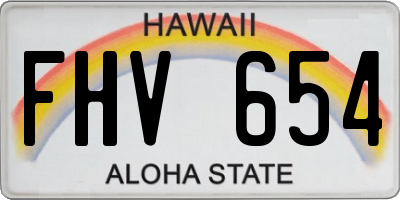 HI license plate FHV654