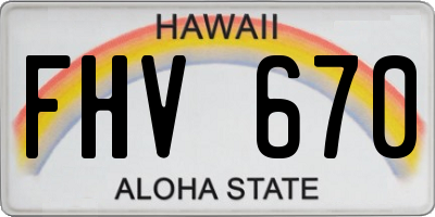 HI license plate FHV670