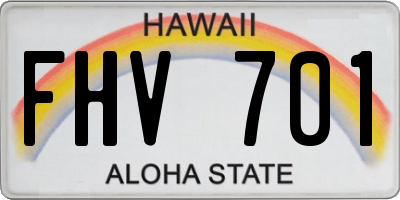 HI license plate FHV701
