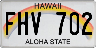 HI license plate FHV702