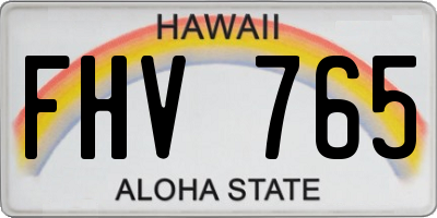 HI license plate FHV765