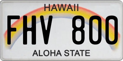 HI license plate FHV800