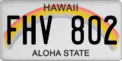 HI license plate FHV802