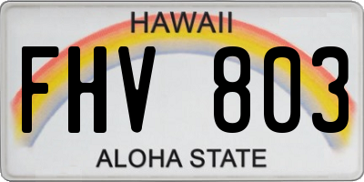 HI license plate FHV803