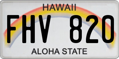 HI license plate FHV820
