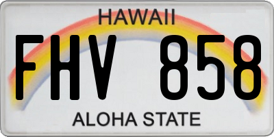 HI license plate FHV858