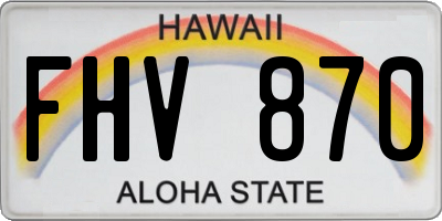 HI license plate FHV870