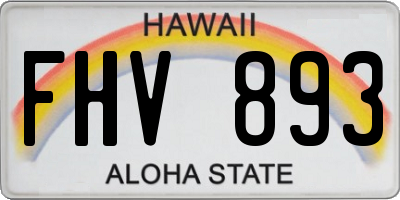 HI license plate FHV893