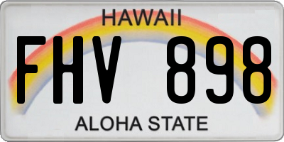 HI license plate FHV898