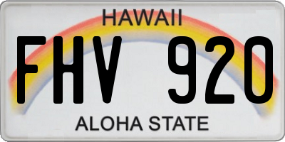 HI license plate FHV920