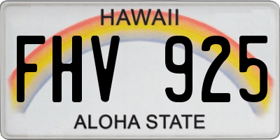 HI license plate FHV925