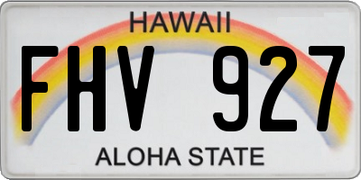 HI license plate FHV927