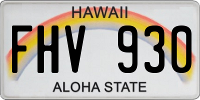 HI license plate FHV930