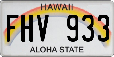 HI license plate FHV933