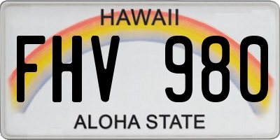 HI license plate FHV980