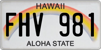 HI license plate FHV981