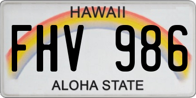 HI license plate FHV986