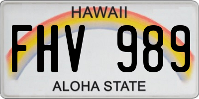 HI license plate FHV989