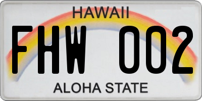 HI license plate FHW002